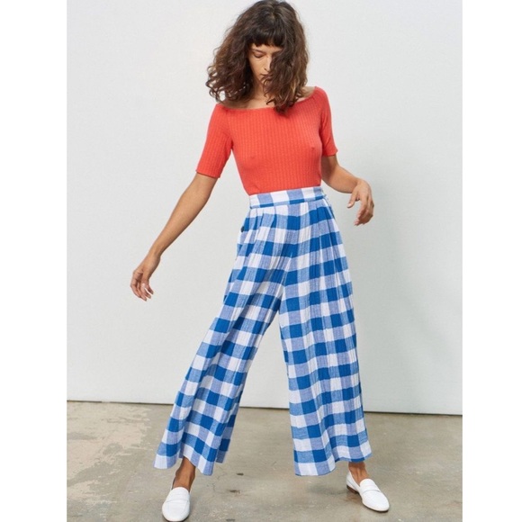 Mara Hoffman Pants - LMARA HOFFMAN Angie High Waist Check Organic Cotton Trousers